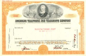 American Telephone and Telegraph Co. - Stock Certificate
